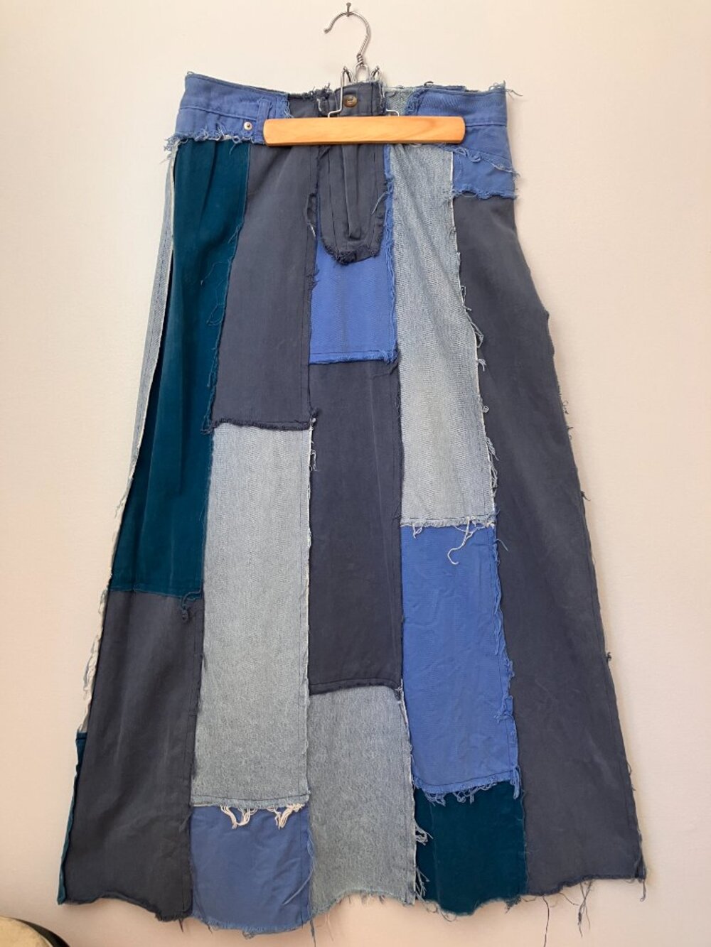 Staying Alive Montreal Upcycled Denim Patchwork Maxi Skirt | Y2K Denim | S/M - Picture 2 of 6